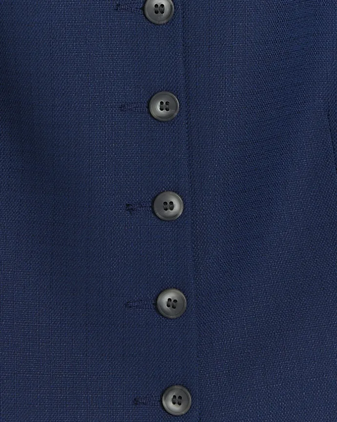 Navy button front waistcoat