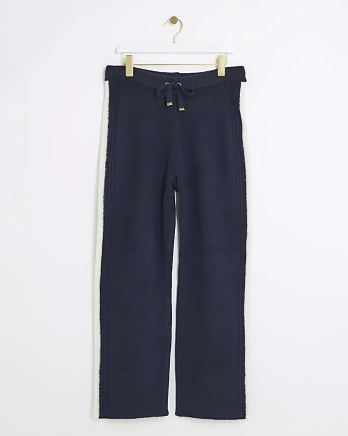Navy Knit Straight Fit Joggers