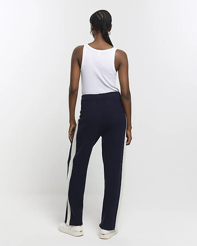 Navy Knit Straight Fit Joggers