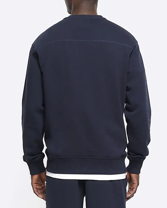 Navy regular fit gothic graphic sweatshirt