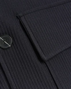 Navy regular fit plisse harrington jacket