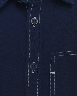Navy regular fit stitch detail shirt