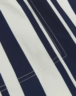 Navy regular fit stripe swim shorts