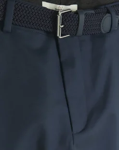 Navy slim fit belted chino shorts