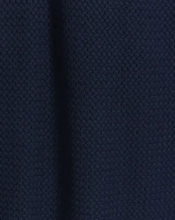Navy slim fit textured knit polo