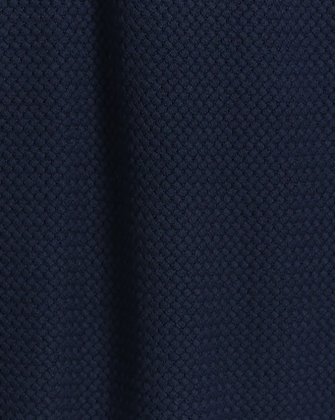 Navy slim fit textured knit polo