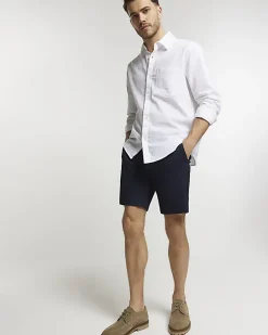 Navy Slim Fit Waffle Shorts