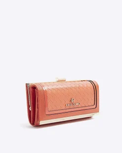 Orange embossed weave purse