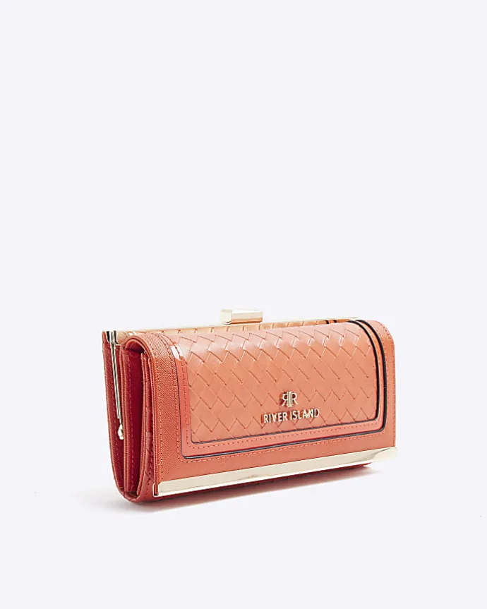 Orange embossed weave purse