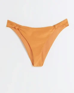 Orange low rise knot bikini bottoms