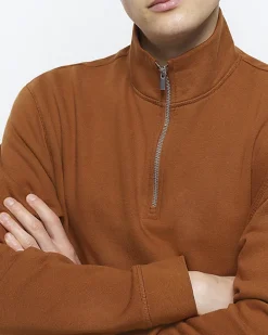 Orange regular fit funnel sweatshirt