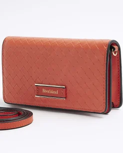 Orange weave cross body bag
