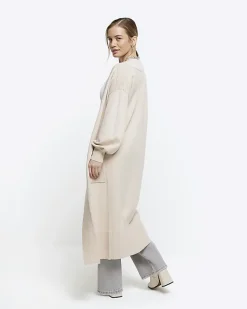 Petite beige longline cosy cardigan