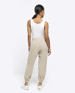Petite beige lyocell elasticated joggers