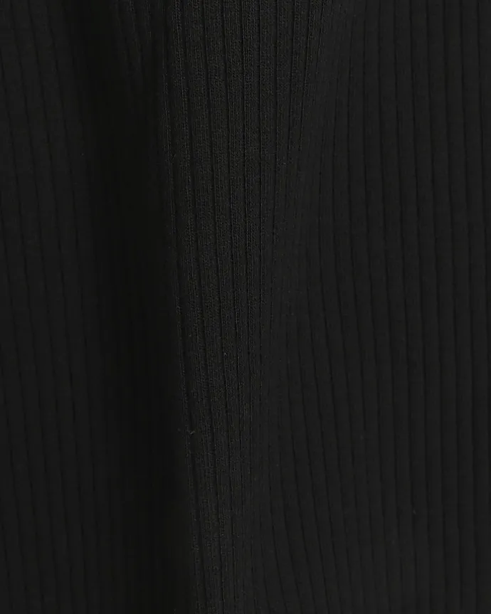 Petite black rib high neck tank top