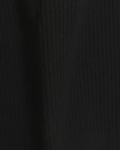 Petite black rib high neck tank top