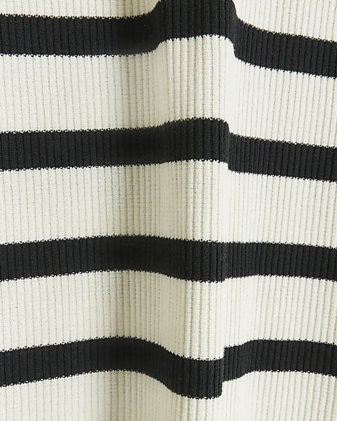 Petite black rib stripe bodycon midi dress