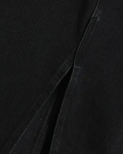 Petite black split hem denim maxi skirt