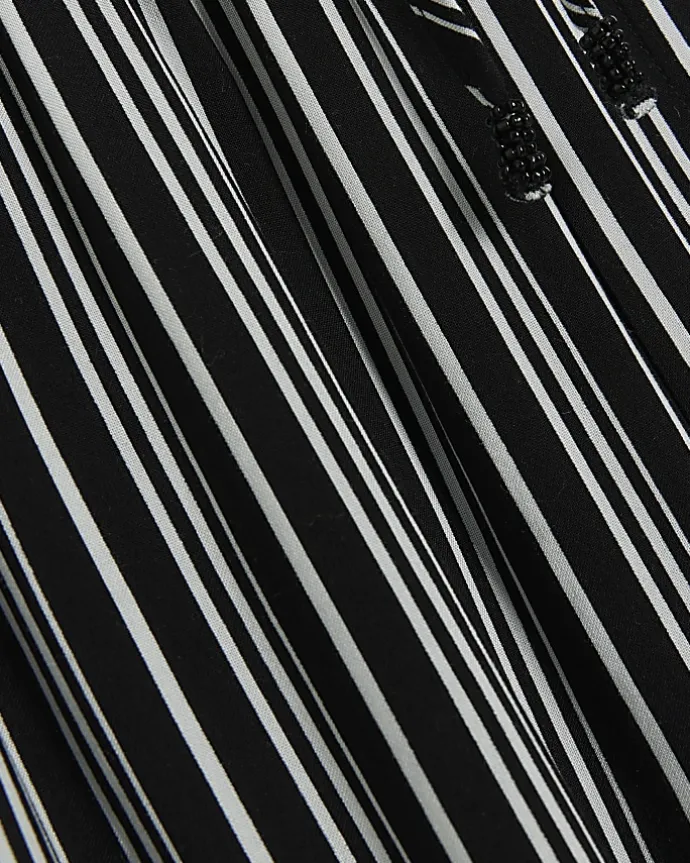 Petite black stripe wide leg trousers