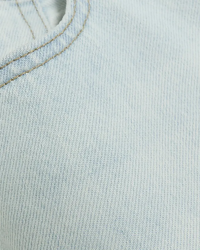 Petite blue high waisted straight jeans