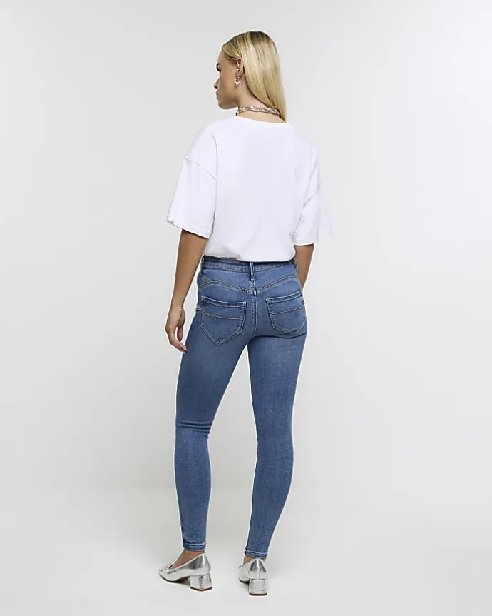 Petite blue skinny fit bum sculpt jeans