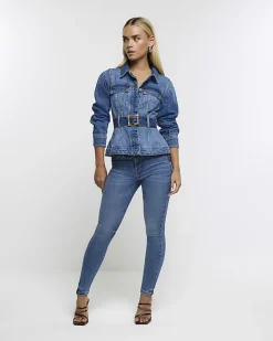 Petite blue skinny fit bum sculpt jeans
