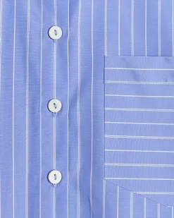 Petite blue stripe crop shirt