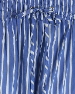 Petite blue stripe poplin pull on trousers