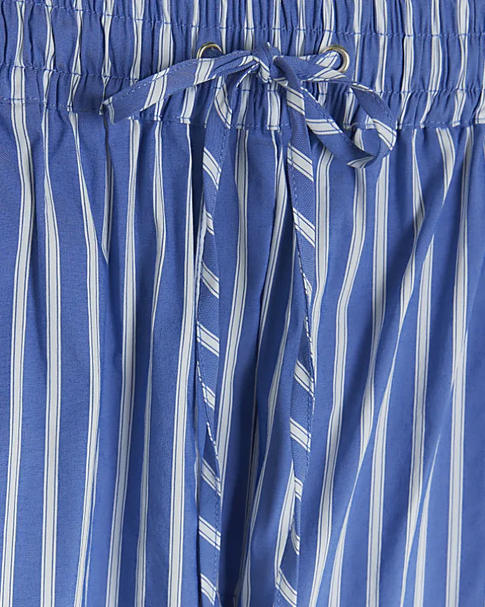 Petite blue stripe poplin pull on trousers
