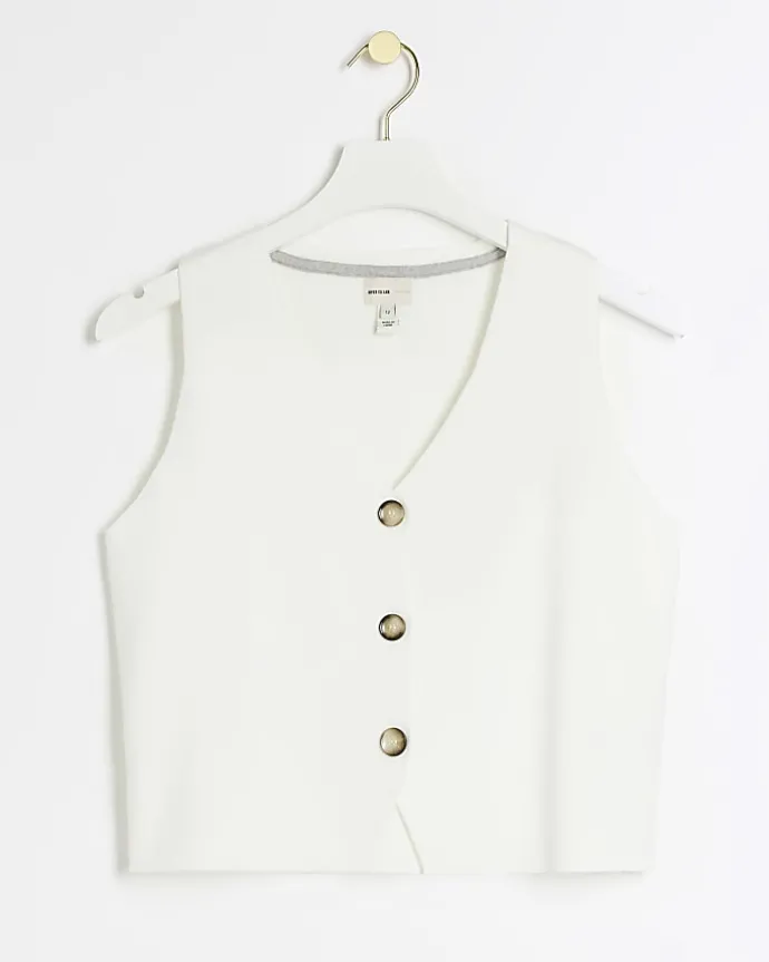Petite cream knit waistcoat