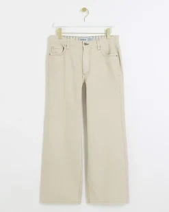 Petite ecru high waisted straight jeans