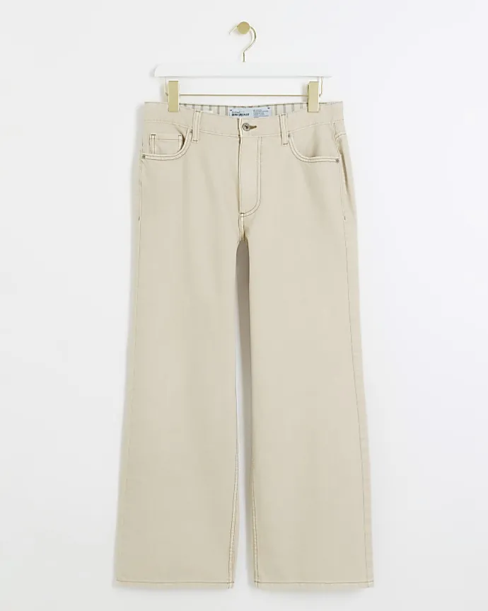 Petite ecru high waisted straight jeans