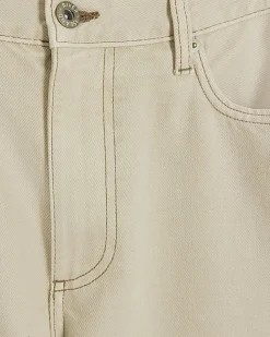 Petite ecru high waisted straight jeans