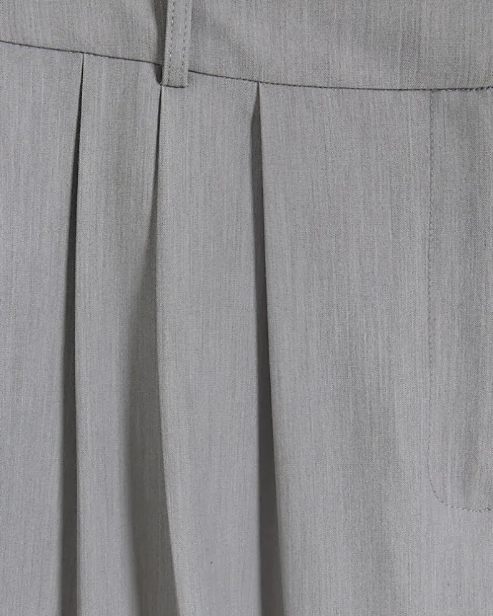 Petite grey side stripe wide leg trousers