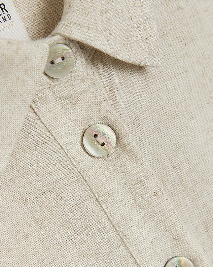 Petite stone crop shirt with linen