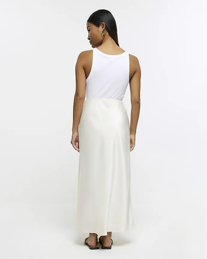 Petite stone satin maxi skirt