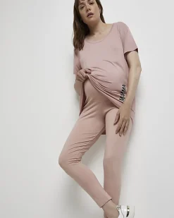 Pink maternity leggings