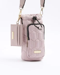 Pink quilted bottle holder bag