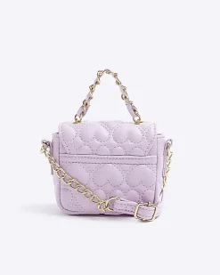 Pink quilted heart cross body bag