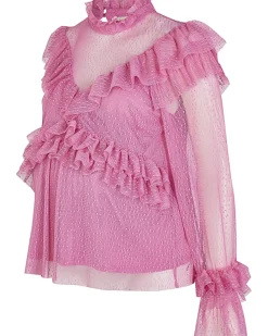 Pink ruffled maternity top