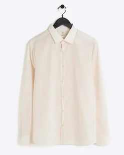 Pink slim fit long sleeve smart shirt