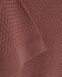 Pink slim fit textured knit t-shirt