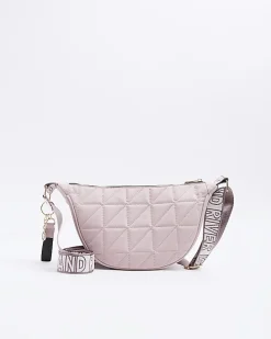 Pink soft quilted cross body bag