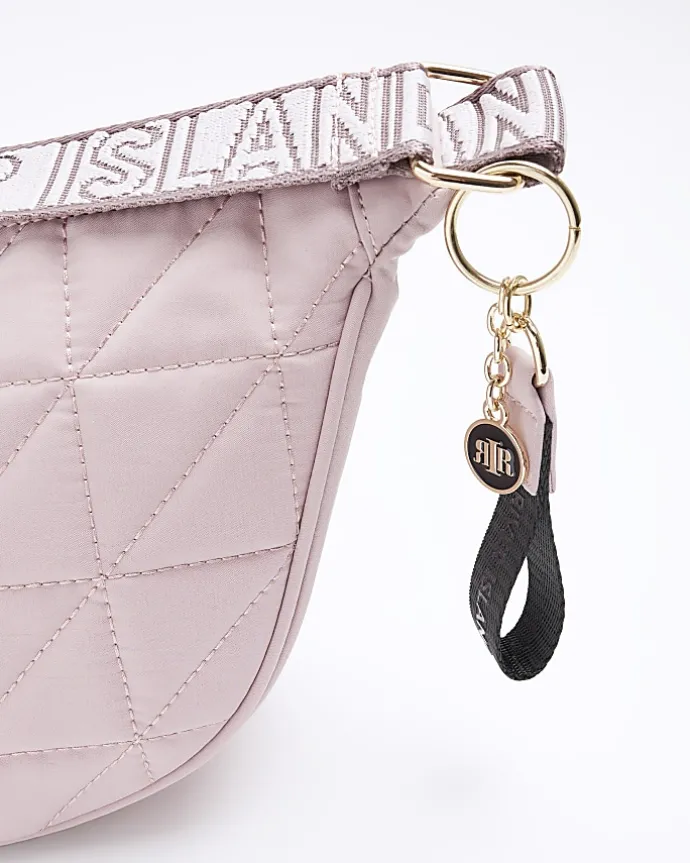 Pink soft quilted cross body bag