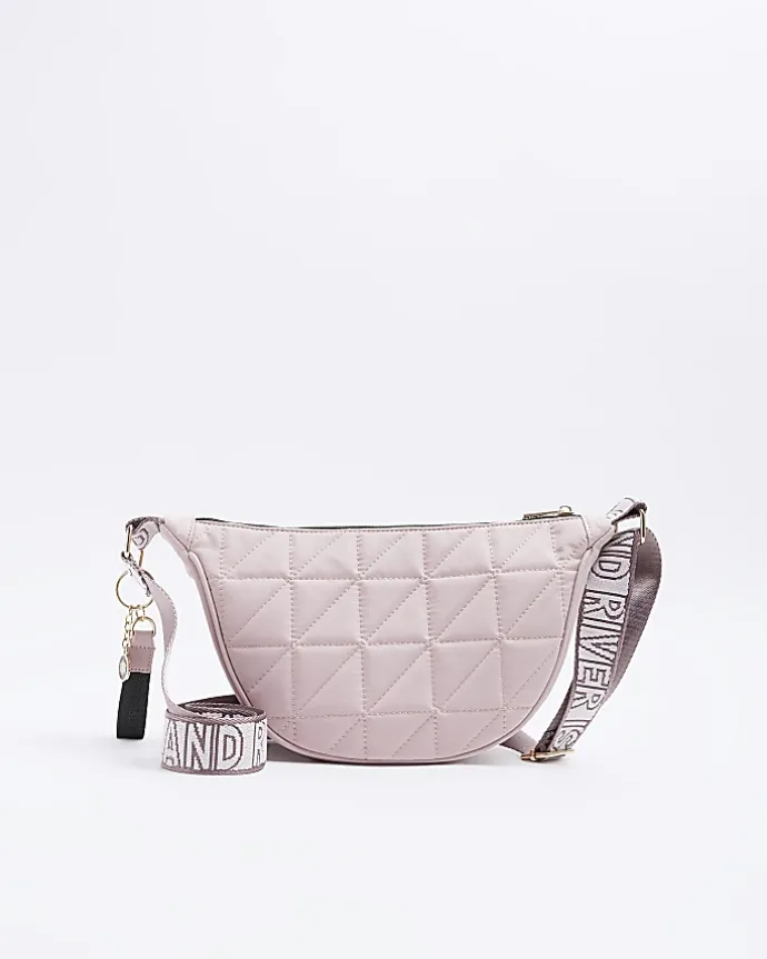 Pink soft quilted cross body bag
