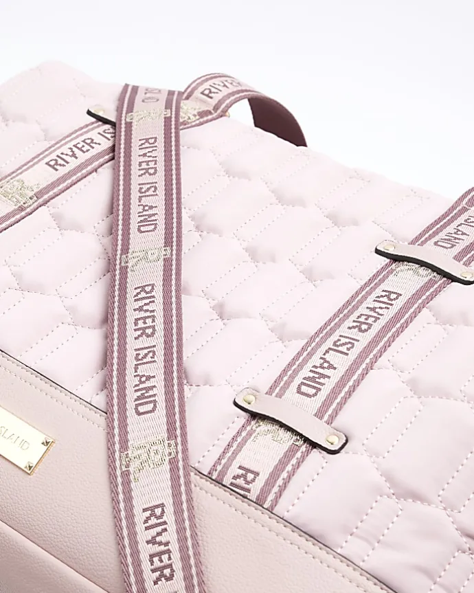 Pink soft quilted travel bag