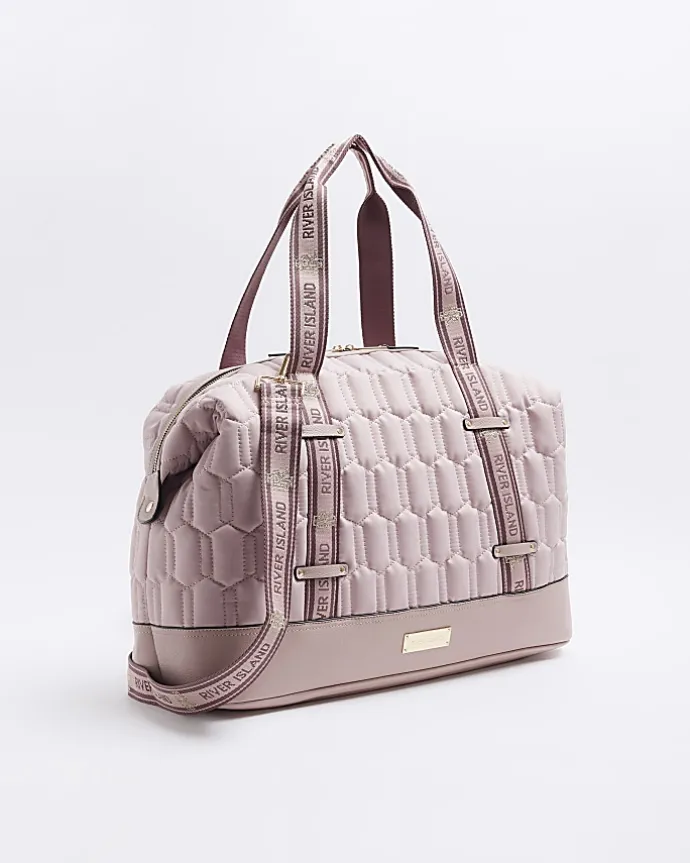 Pink soft quilted travel bag