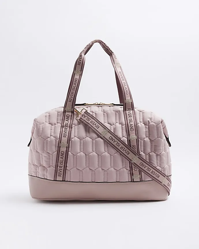 Pink soft quilted travel bag