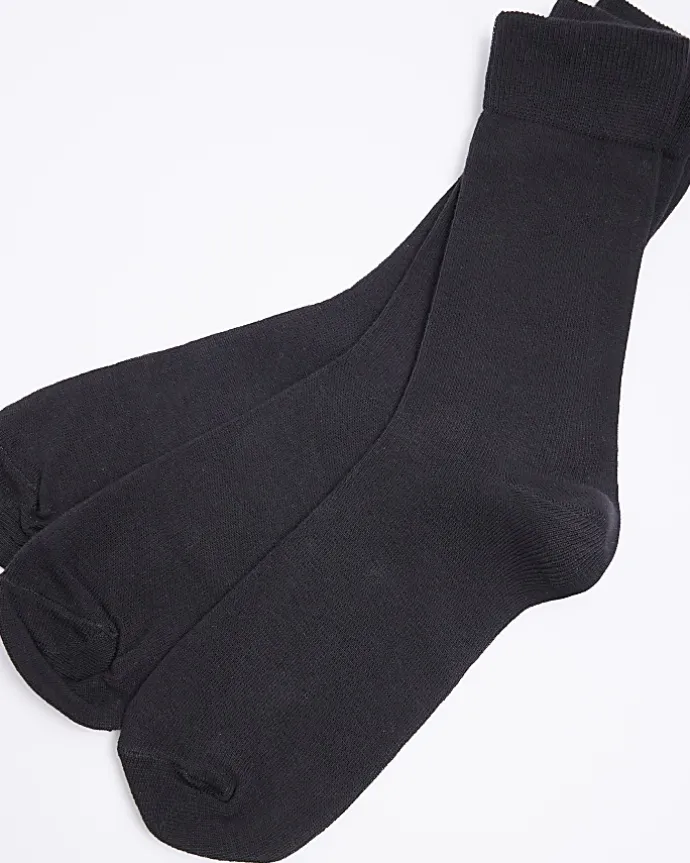 5PK Black plain ankle socks
