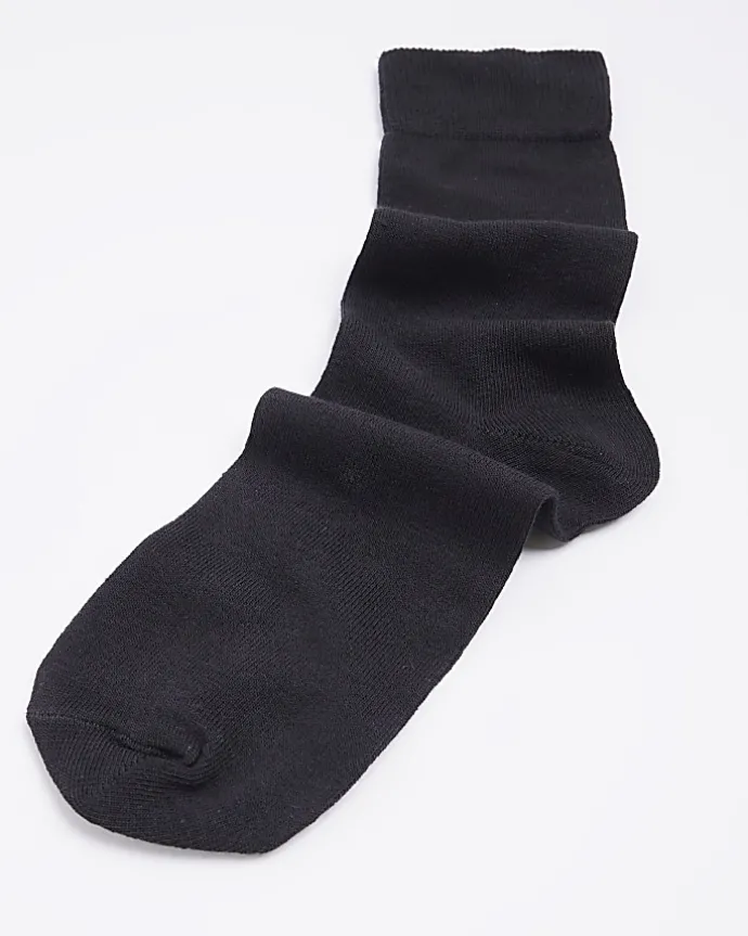 5PK Black plain ankle socks